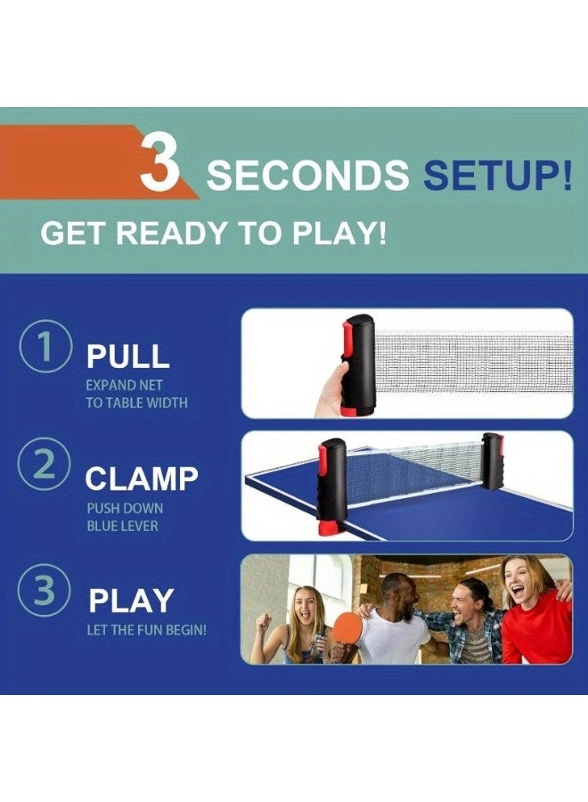 شيبشيب مجموعة تنس طاولة محمولة – طقم بينغ بونغ فوري للألعاب الداخلية والخارجية، للمدرسة والمنزل والمكتب - Image 3