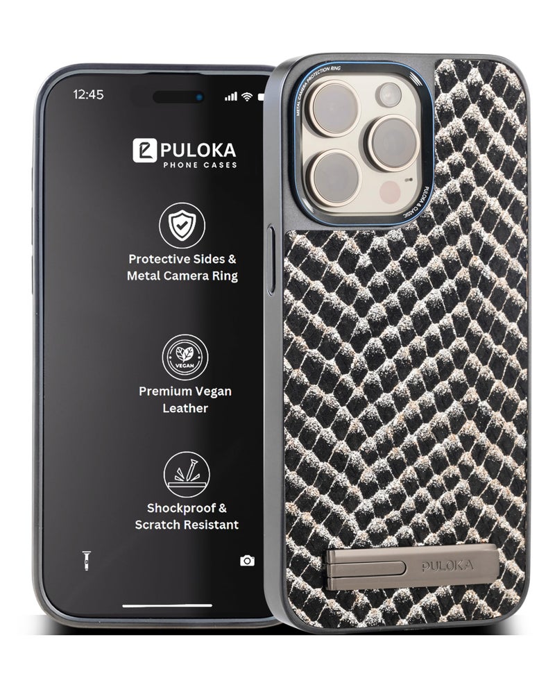 PULOKA for iPhone 14 PRO Case, Back Cover with Kickstand & Metal Camera Ring & 360° Military-Grade Protection, | Ultra Hybrid Slim Case (Black, iPhone 14 Pro) - Image 1