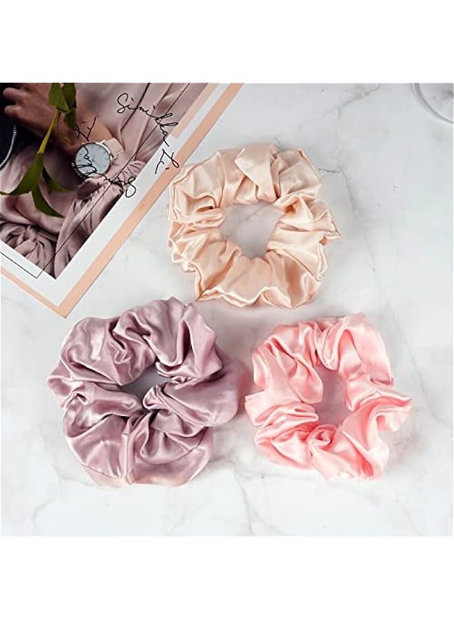 Loquat Luxurious Silk Hair Scrunchies for Women, Pack of 3 - Prevent Breakage and Frizz, Gentle Ponytail Holders for Curly Hair Sleep - Image 3