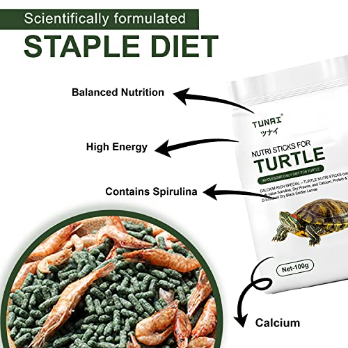 TUNAI 3In1 Adult Turtle Food & Tortoise Food Spirulina Added for Better Shell Health|100G| Contains Nutritious Pellets, Whole Shrimp and Bsfl Insect Larvae, 1 Count - Image 3