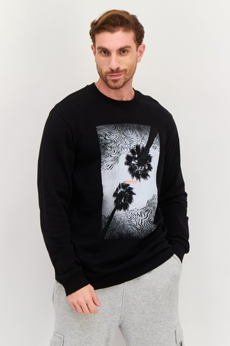 Hurley Men Sportswear Fit Long Sleeve Outdoor Sweatshirt, Black Combo  - Image 1