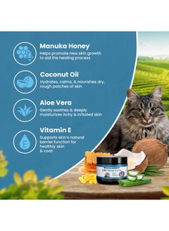 ResQ Organics Cat Paw Balm Cat Cream 2 Oz: Hot Spot Treatment For Cats Dermatitis, Mange Treatment, Cat Itchy Skin Relief For Dry Skin, Pet Wound Care, Natural Allergy Relief With Manuka Honey, Aloe Vera, Vitamin E  - Image 2