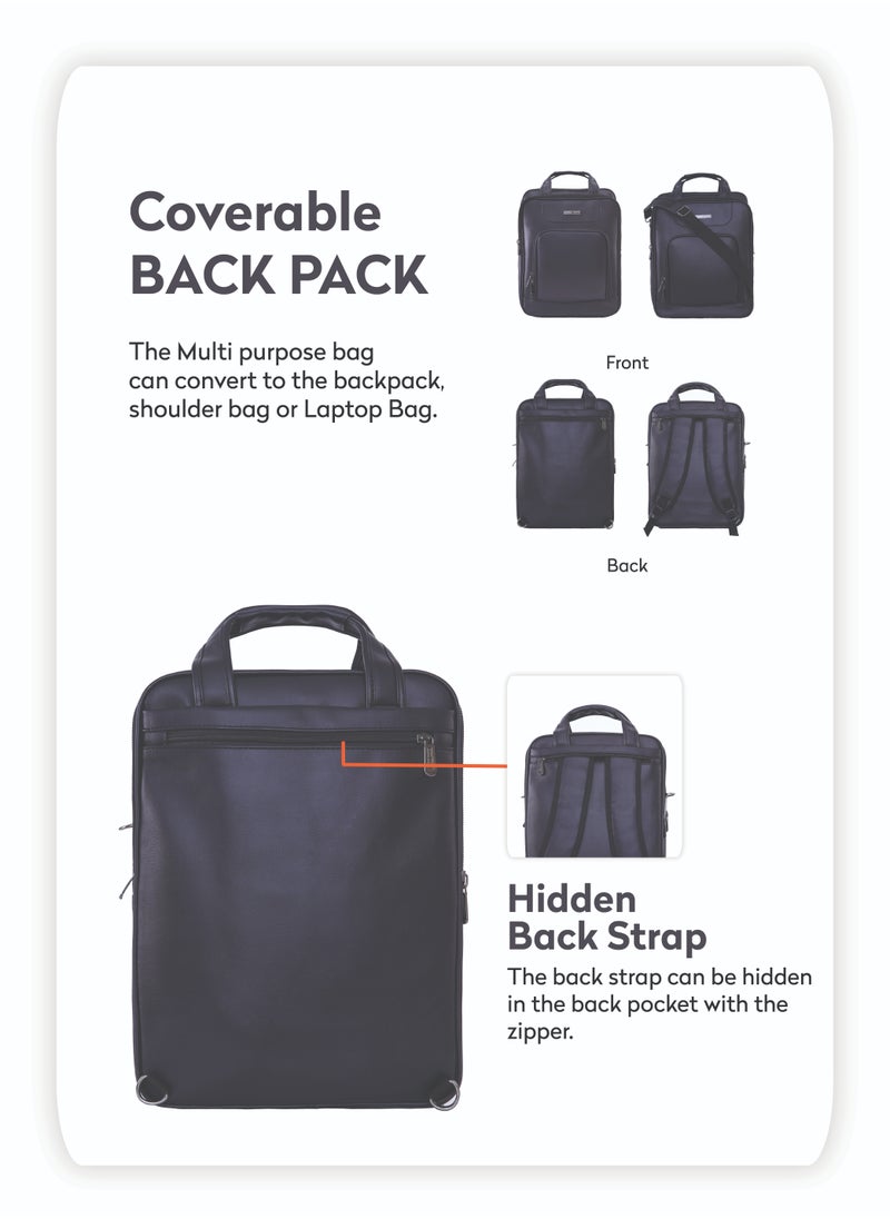 PARAJOHN Vertical Slipcase Secure Business Professional Multi Purpose Travel Laptop Bag with Hideaway Handles, Cross Shoulder Strap, Protective Padding/Office Bag/Macbook Bag/Backpack  - Image 4