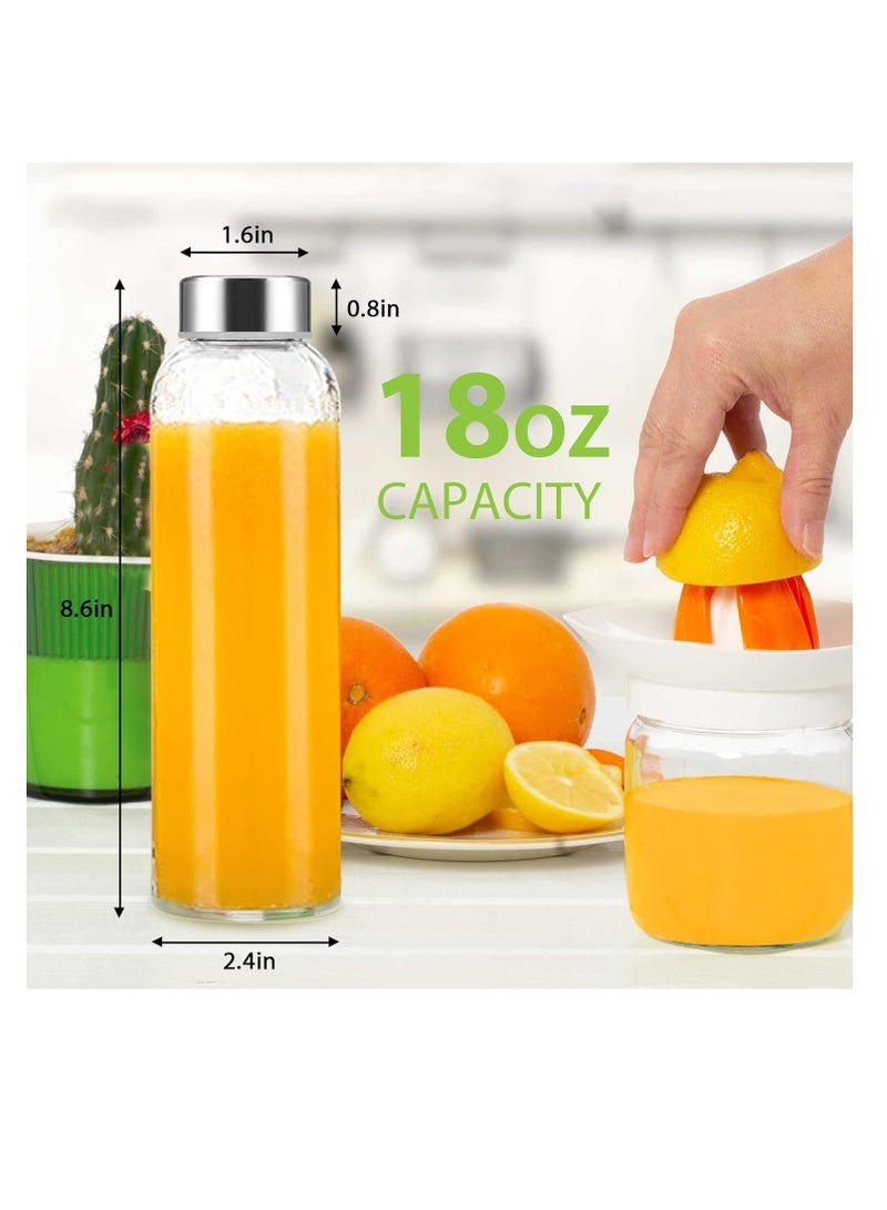 بريميفي زجاجات زجاجية شفافة بأغطية سعة 18 أونصة - 3 عبوات زجاجات مياه زجاجية فارغة قابلة لإعادة الاستخدام بأكمام، وأغطية من الفولاذ المقاوم للصدأ، للمشروبات الساخنة والباردة والعصائر والشاي - المشروبات والحليب والعصائر - Image 2