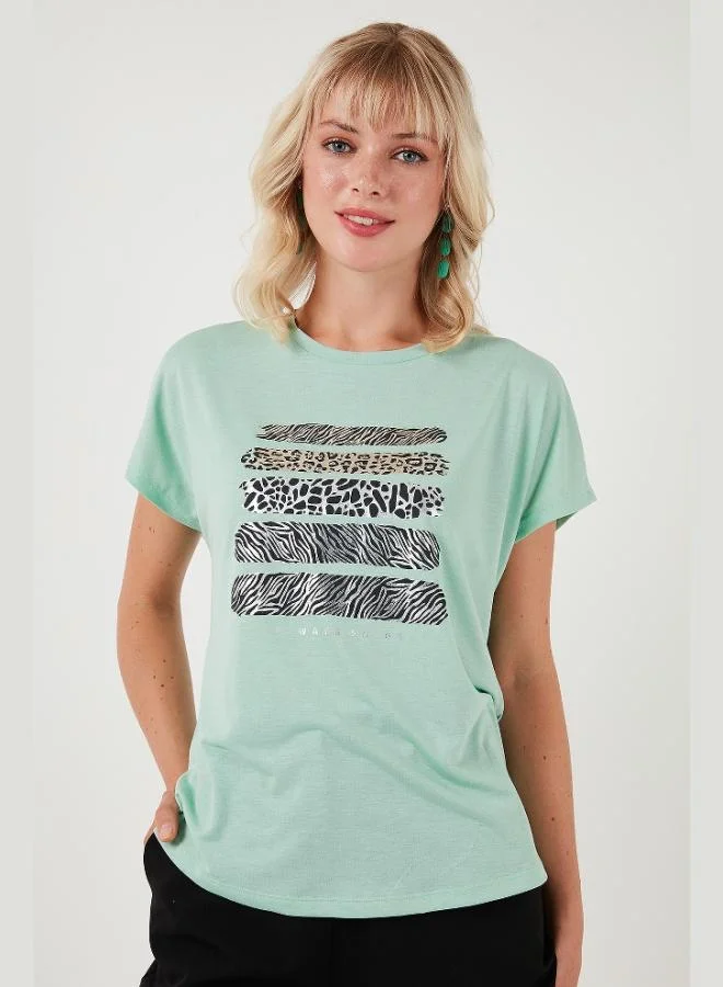 Lela Lela Printed Crew Neck Regular Fit T-Shirt Women's T-Shirt 6671003