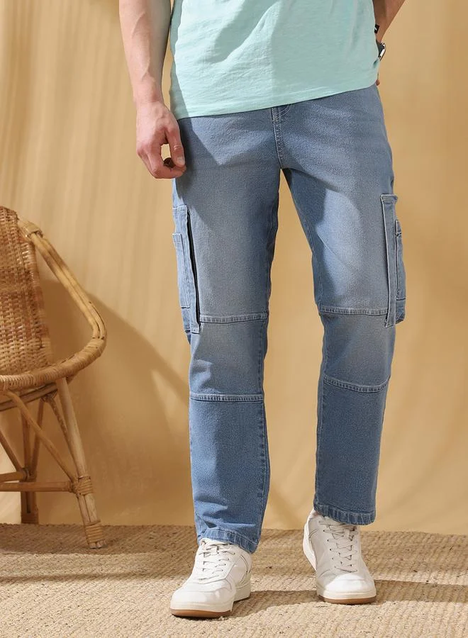 Dennis Lingo Men's Indigo 100% Cotton Solid Pattern Full Length Relaxed Jeans