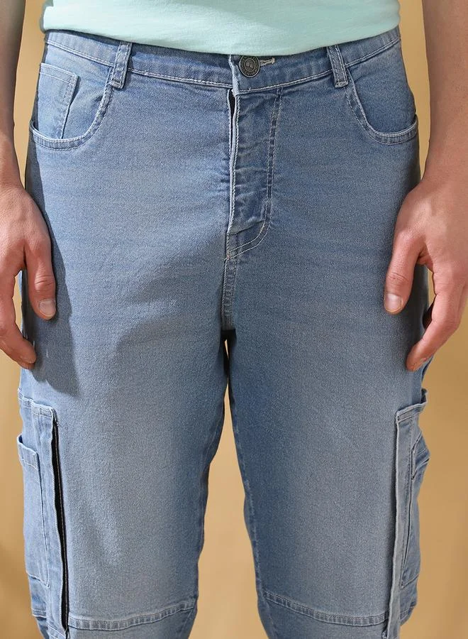 Dennis Lingo Men's Indigo 100% Cotton Solid Pattern Full Length Relaxed Jeans