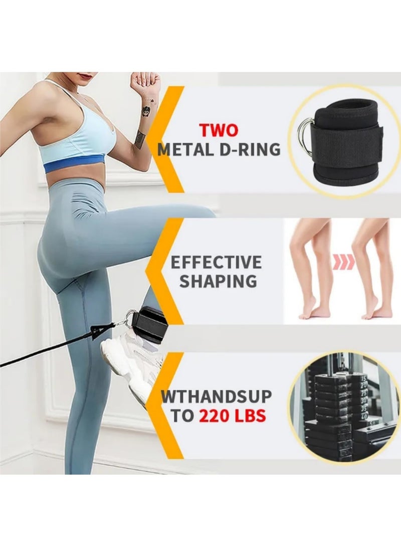 saykfoe Ankle Strap Ankle Resistance Strap, Wrist Cuff Padded Shoulder Strap Adjustable, Fitness Hip Kick D-Ring for Cable Machine Gym Foot Training Support (1 Pair) - Image 4