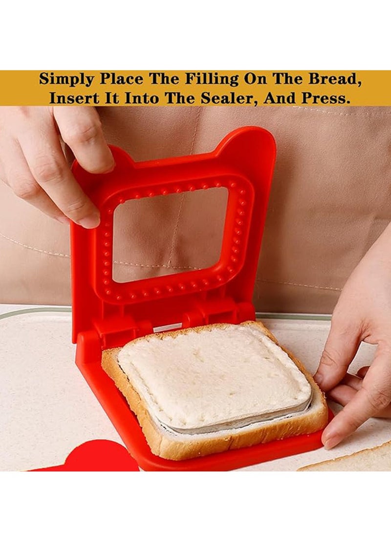 Sandwich Cutter and Sealer, Square Pocket Sandwiches Cutter Uncrustables Maker, Sandwich Cutters for kids love lunchables,Red.  - Image 3