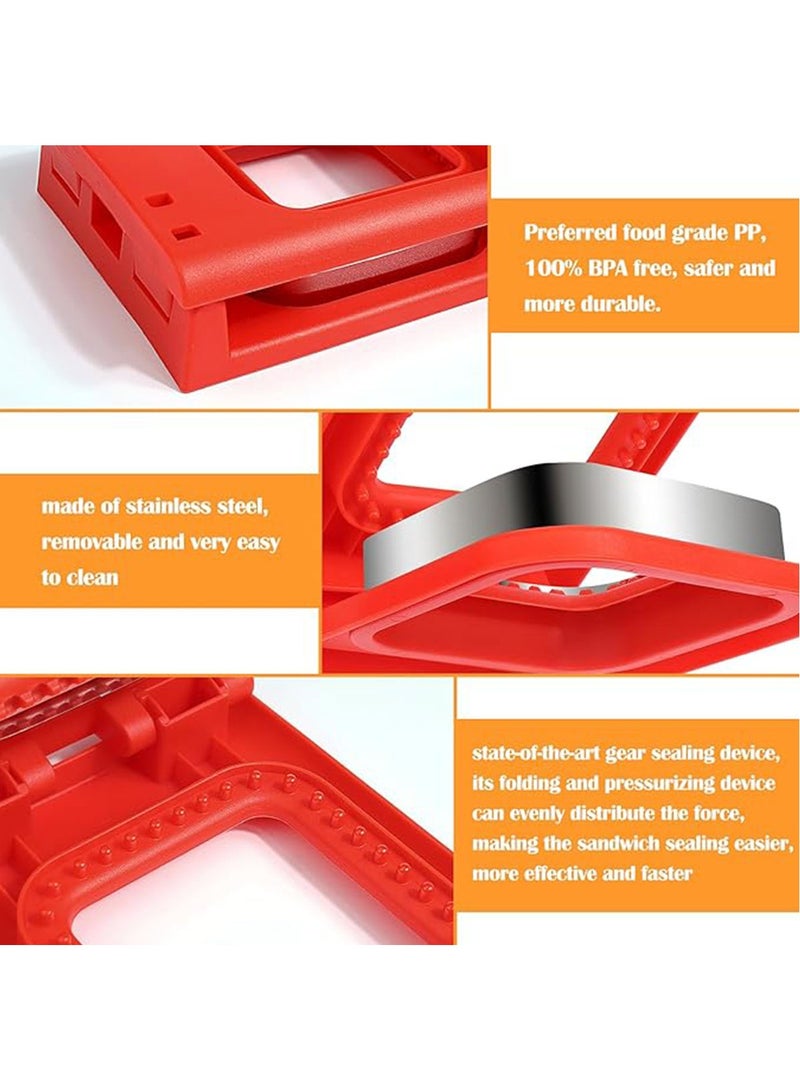 Sandwich Cutter and Sealer, Square Pocket Sandwiches Cutter Uncrustables Maker, Sandwich Cutters for kids love lunchables,Red.  - Image 4