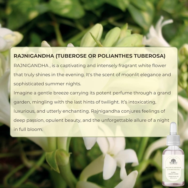 Devinez Tuberose (Rajnigandha) Diffuser Oil 30ml/1.01fl.oz - Fragrance Oil for Ultrasonic Diffusers & Home Scenting - Intense White Floral Aroma, Long Lasting Room Fragrance - Image 2