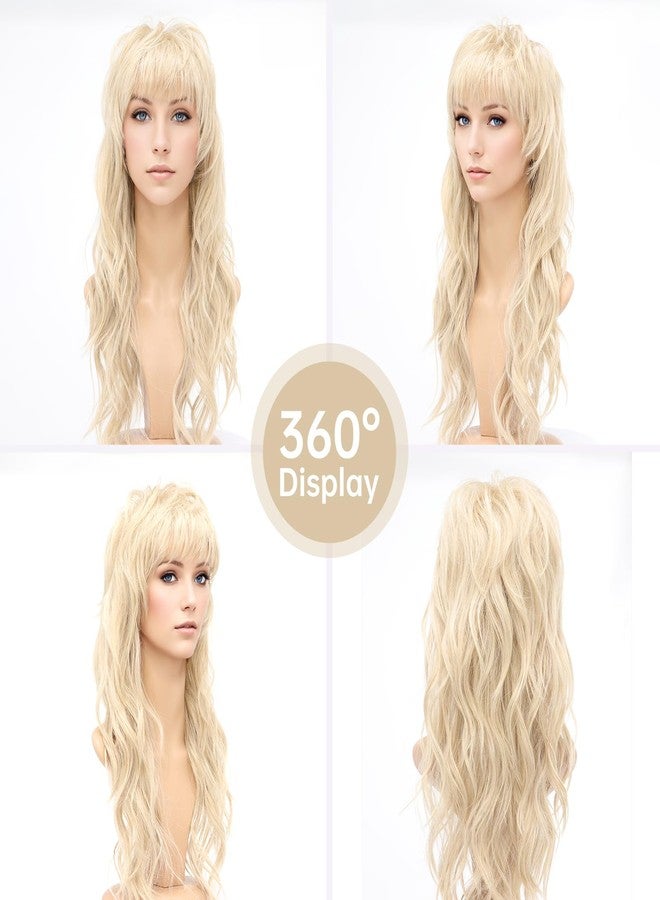 SeclitWu 80s 90s Retro Blonde Mullet Wigs Pixie Cut Wigs with Bangs for Women Wolf Cut Wig Middle Part Blonde Synthetic Heat Resistant Fiber Costumes Cosplay Hair Wig for Daily Party Use (22 Inch) - Image 5
