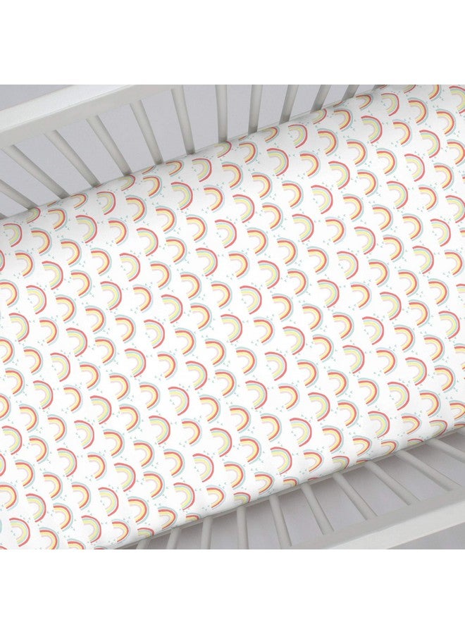 NoJo Super Soft Rainbow Nursery Mini Crib Fitted Sheet, Yellow, Orange, Aqua, White - Image 3