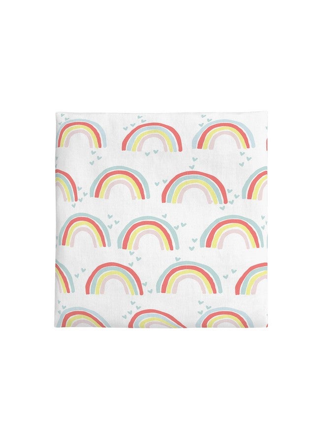 NoJo Super Soft Rainbow Nursery Mini Crib Fitted Sheet, Yellow, Orange, Aqua, White - Image 2