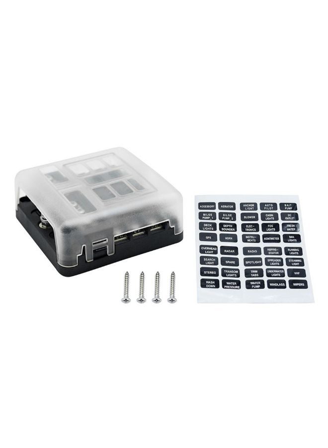 6-Way Universal Blade Fuse Holder With PC Cover And Screw