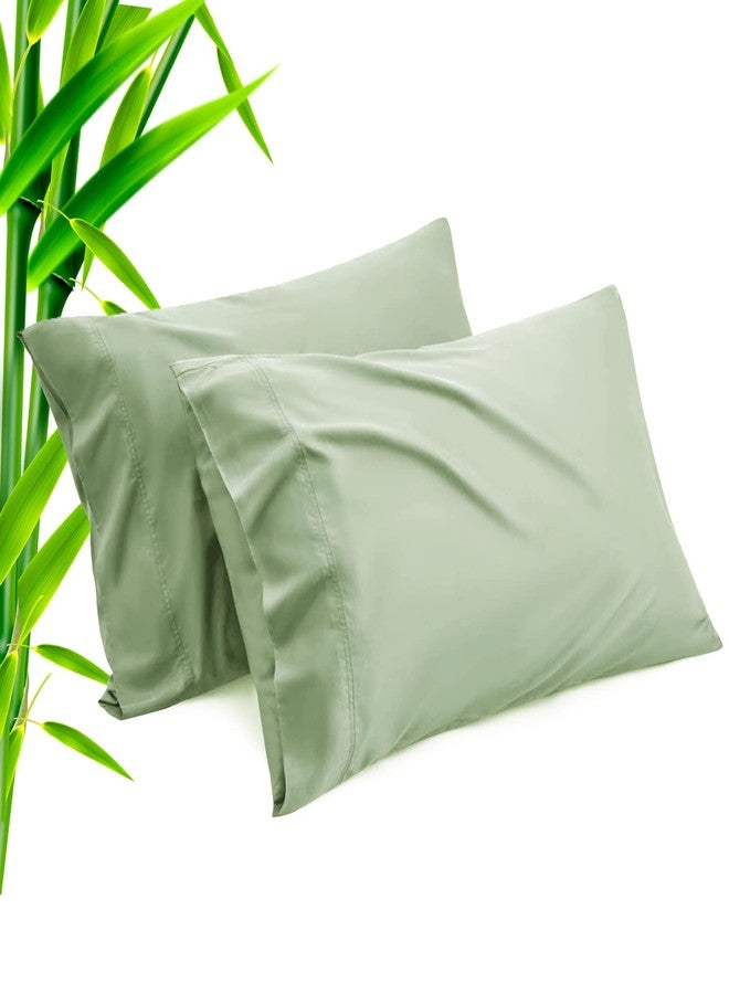 TELUS Green Pillow Cases Standard Size 2 Pack, Bamboo Rayon Cooling Pillowcases with Envelope Closure, Cool Breathable Pillow Cover for Hot Sleepers & Night Sweats, 20x26 inch - Image 1