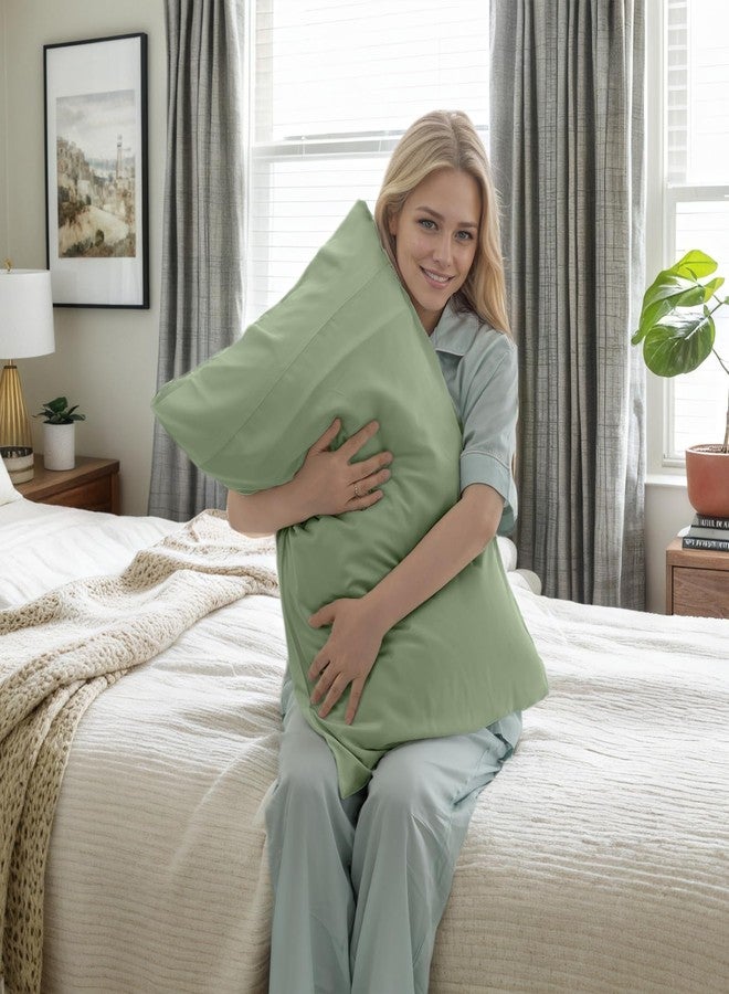 TELUS Green Pillow Cases Standard Size 2 Pack, Bamboo Rayon Cooling Pillowcases with Envelope Closure, Cool Breathable Pillow Cover for Hot Sleepers & Night Sweats, 20x26 inch - Image 3