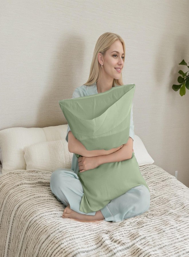TELUS Green Pillow Cases Standard Size 2 Pack, Bamboo Rayon Cooling Pillowcases with Envelope Closure, Cool Breathable Pillow Cover for Hot Sleepers & Night Sweats, 20x26 inch - Image 2