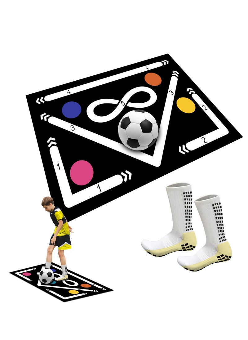 SYOSI Football Footstep Training Mat 60x90cm Soccer Training Mat Anti Skid Footwork Mat for Soccer Skills Training Silent Shock Absorption Training Pace Ball Sport Mat for Kids and Adults  - Image 1