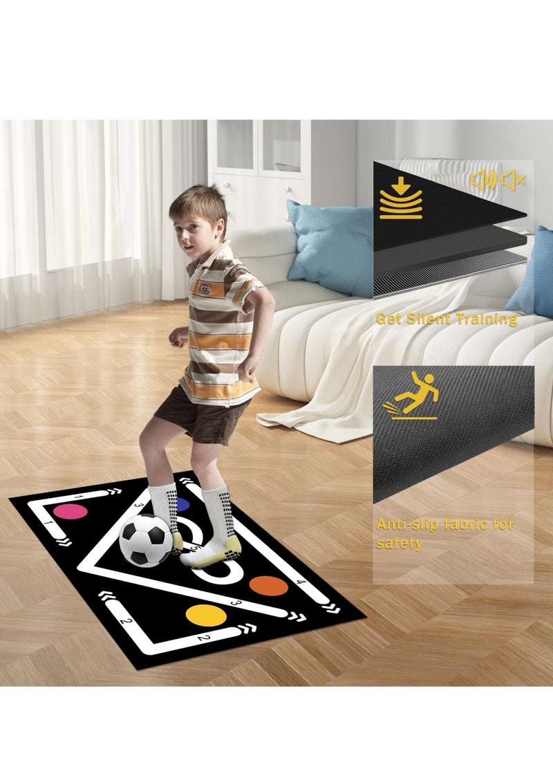 SYOSI Football Footstep Training Mat 60x90cm Soccer Training Mat Anti Skid Footwork Mat for Soccer Skills Training Silent Shock Absorption Training Pace Ball Sport Mat for Kids and Adults  - Image 2