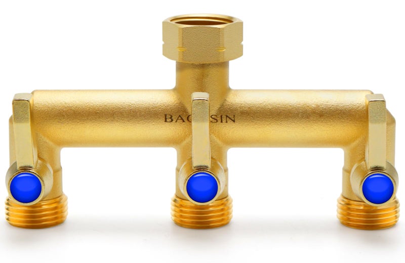 BACASIN Brass Garden Hose Splitter 3 Way Hose Splitter 3 Way Heavy Duty Outdoor Water Hose Splitter With 3 Long Metal Handle Outlet for Regulating and Shutting Off Water Flow - Image 2