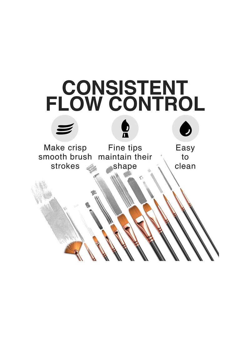 IBAMA Professional Artist Paint Brushes set with Nylon Hair Painting Brush Great for Acrylic, Face, Nail Art, Body Art, Miniature Detailing & Rock Painting.Great For Kids and Adults - Image 2