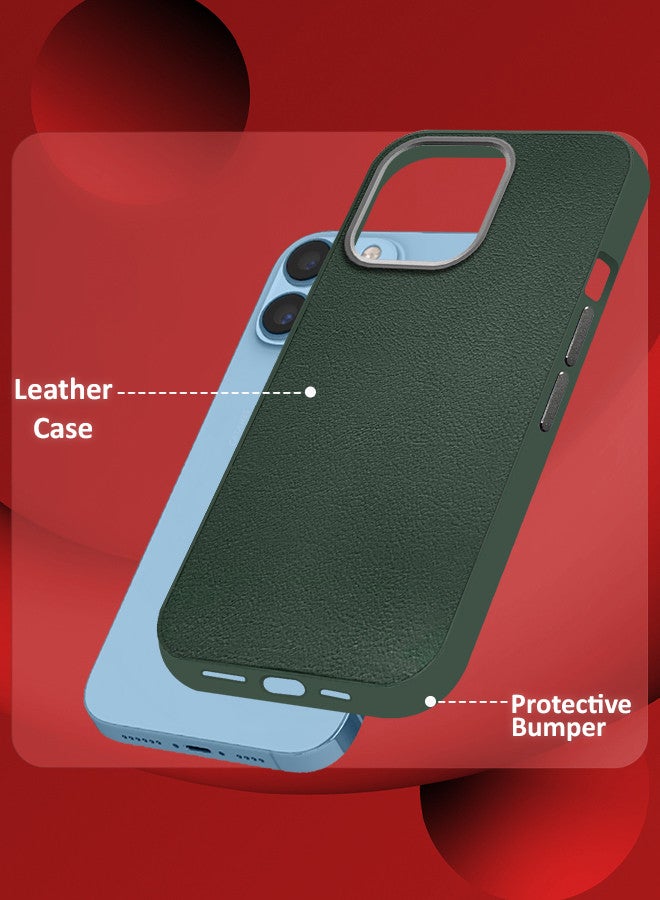 CATANES (for iPhone 13 Pro Max) 2 Pack Case Cover and Screen Protector Leather Case with Lens Frame Shockproof Full Body Protective Cover Green - Image 4