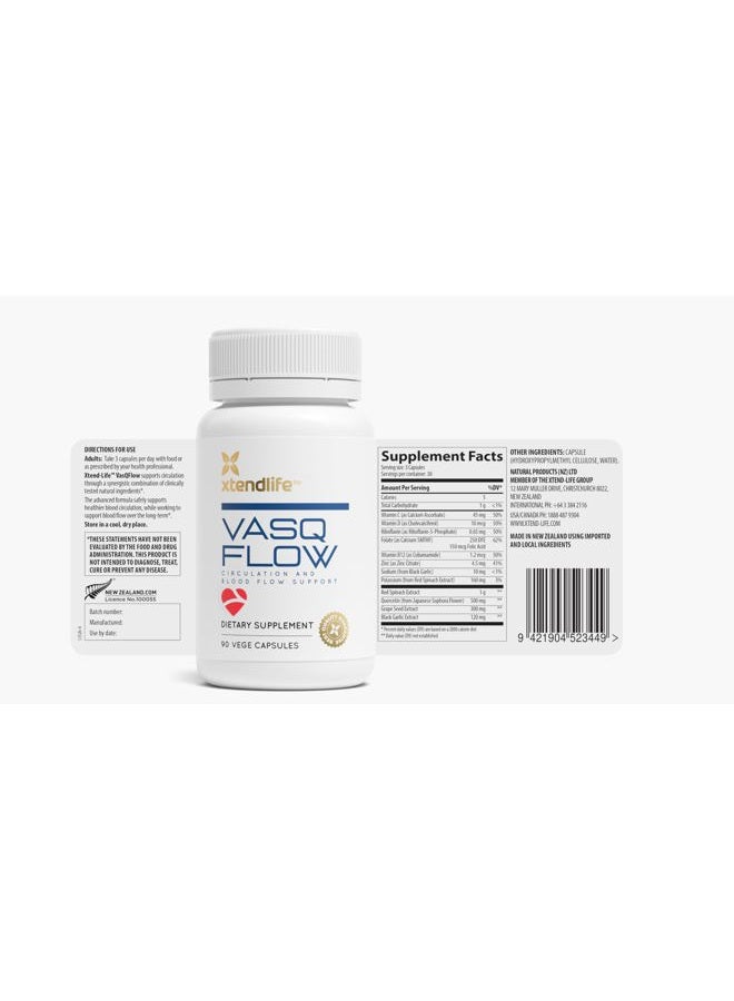 xtendlife VasQFlow - Nitric Oxide Booster to Support Healthy Blood Flow (90 Capsules) - Image 4