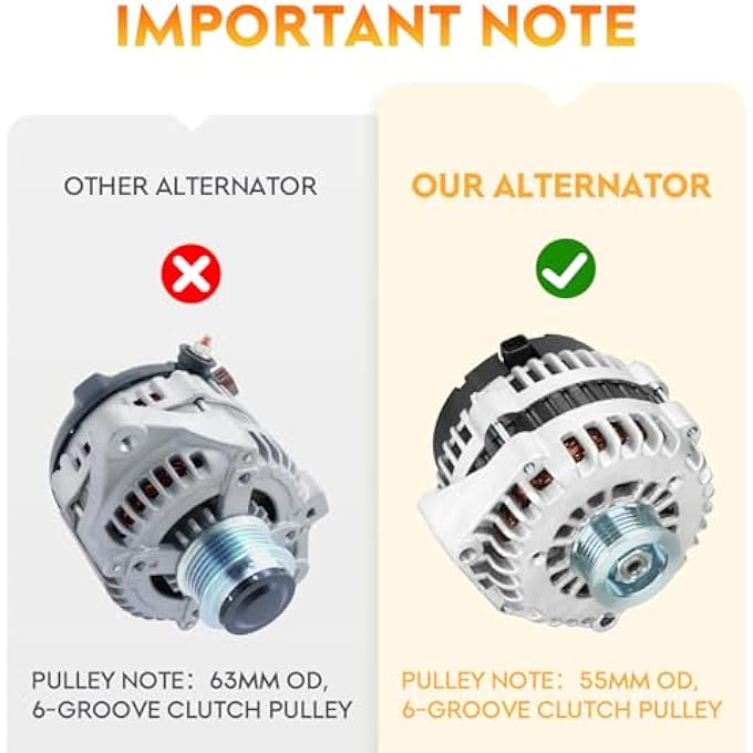 AEagle New Alternator for Toyota Corolla 1.8L 2009 2010 2011 2012 2013, Matrix 09 10, Pontiac Vibe 09-10 104210-2800, 104210-2801, 104210-5480, 27060-0T040, 27060-0T041, 27060-37040 - Image 4