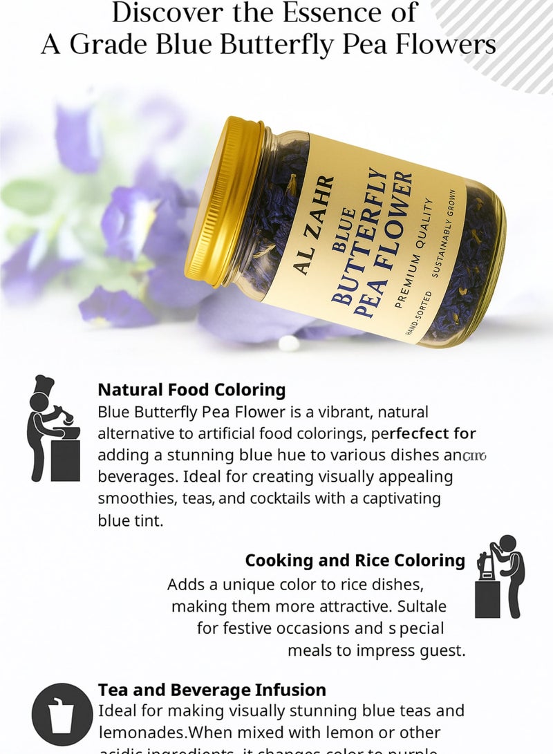 زهر زهور البازلاء الزرقاء من الزهر - مجففة نقية 100% | لون طعام طبيعي | شاي أعشاب مُصنّف يدويًا - Image 3