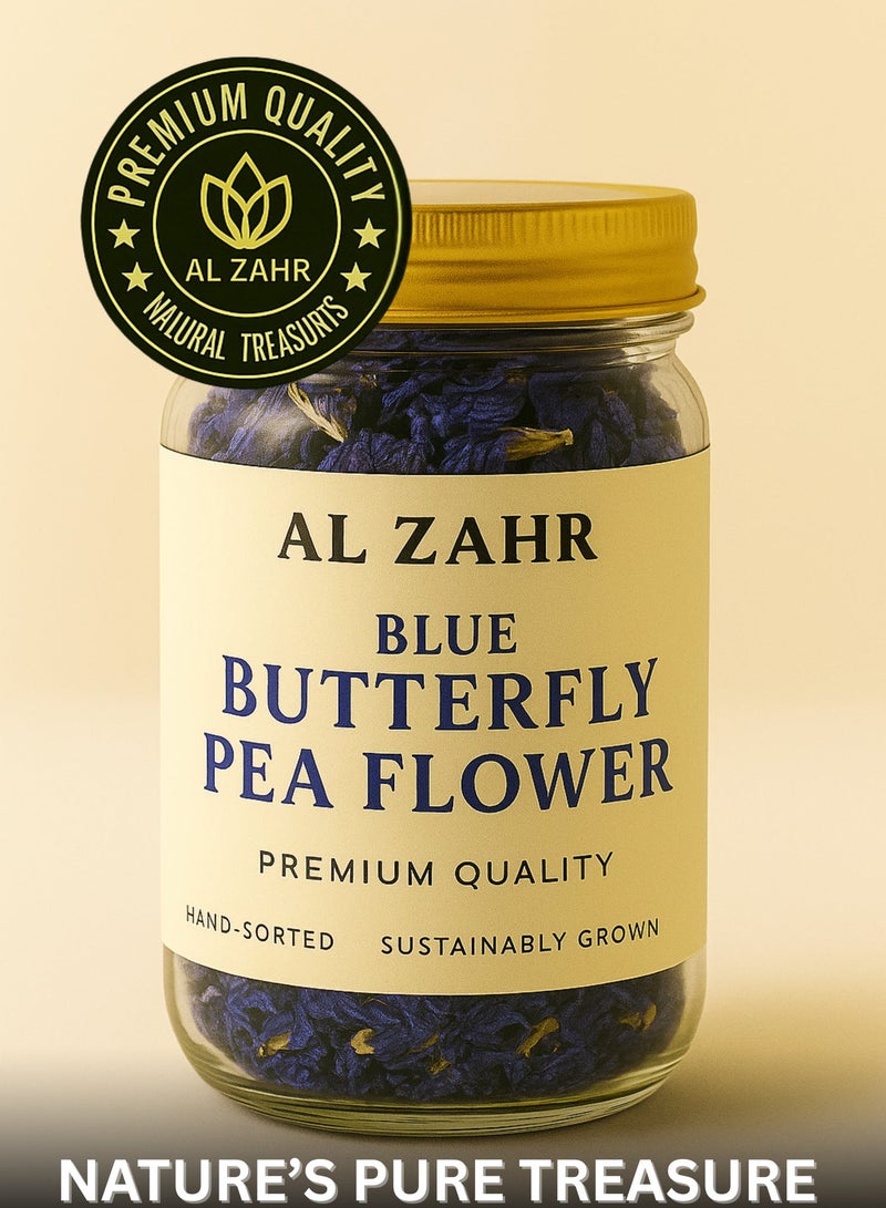 زهر زهور البازلاء الزرقاء من الزهر - مجففة نقية 100% | لون طعام طبيعي | شاي أعشاب مُصنّف يدويًا - Image 2