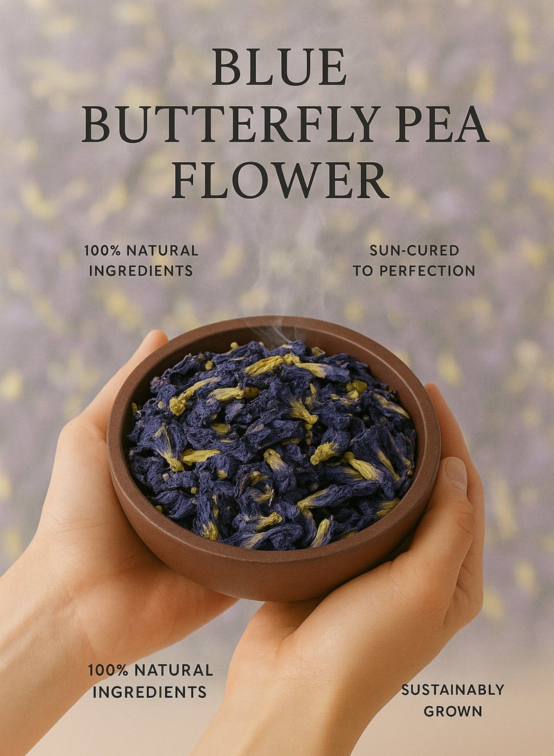 زهر زهور البازلاء الزرقاء من الزهر - مجففة نقية 100% | لون طعام طبيعي | شاي أعشاب مُصنّف يدويًا - Image 4