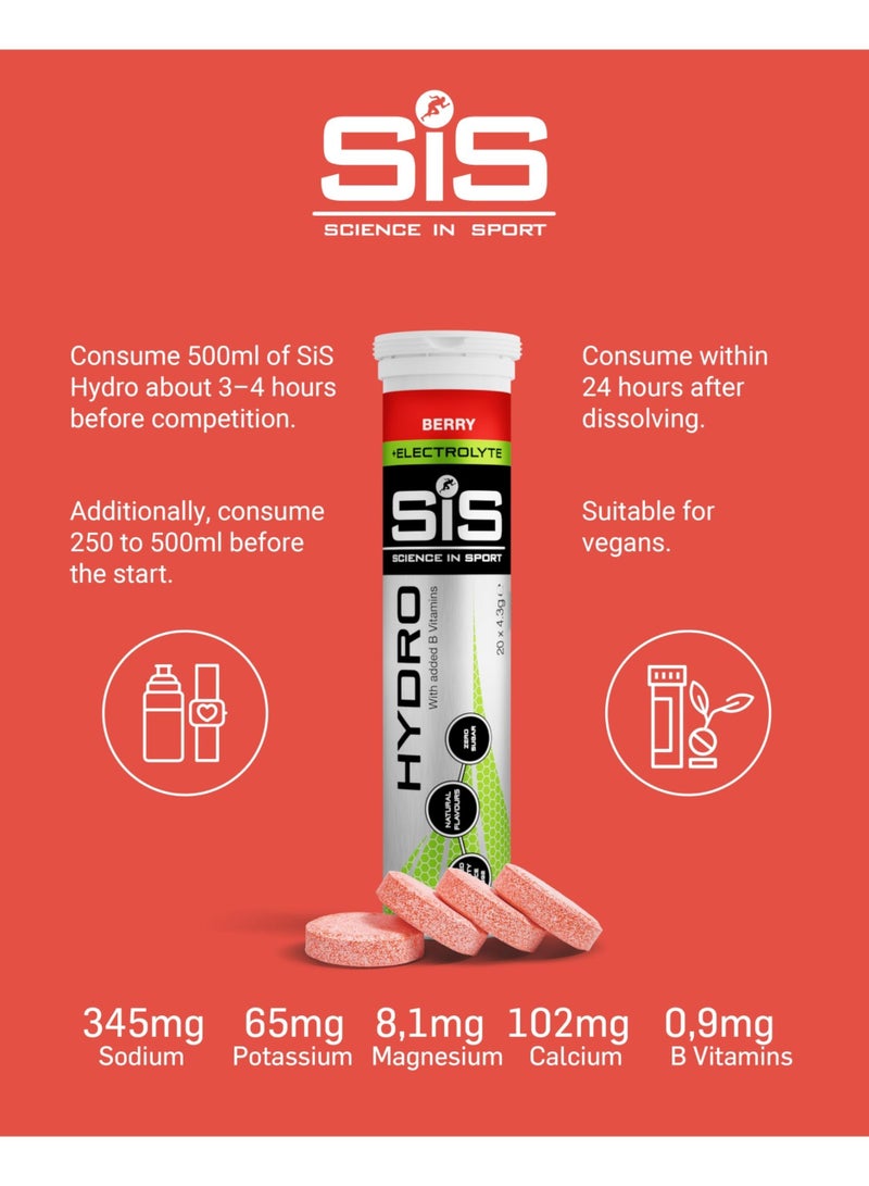 SIS Hydro Electrolyte Tablets | Sugar Free Hydration Tablets | Essential Electrolytes to Reduce Fatigue & Aid Rehydration | Gluten Free | Berry Flavour | 60 Servings | 3 X 20 X 4.5 g - Image 4