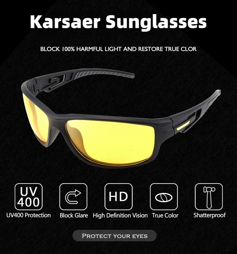 Karsaer Sunglasses For Unisex,Polarized Sports Sunglasses,Cycling Fishing Driving Glasses E1118, One Size, Black - Image 4