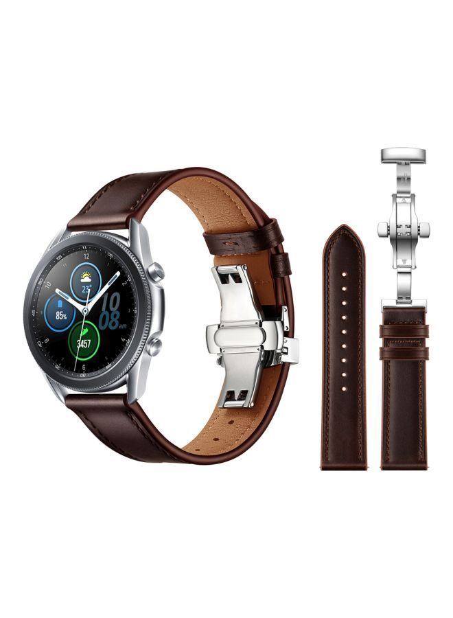 NIBEMINENT Replacement Band For Samsung Galaxy Watch 3 45mm Dark Brown - Image 2