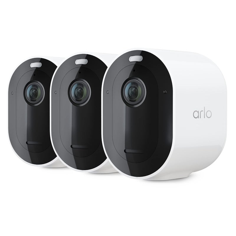 Arlo Pro 4 Spotlight Camera 3 Pack Wireless Security 2K Video HDR Color Night Vision 2 Way Audio WireFree Direct to WiFi No Hub Needed White VMC4350P