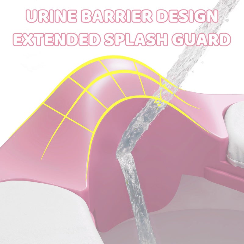 Wanchouse 3-in-1 Potty Training Seat & Training Toilet & Potty Chair, Height AdjustableToddler Toilet Seat for Kids Boys Girls, Foldable Potty Training Toilet with Splash Guard and Anti-Slip Steps (Pink) - Image 5