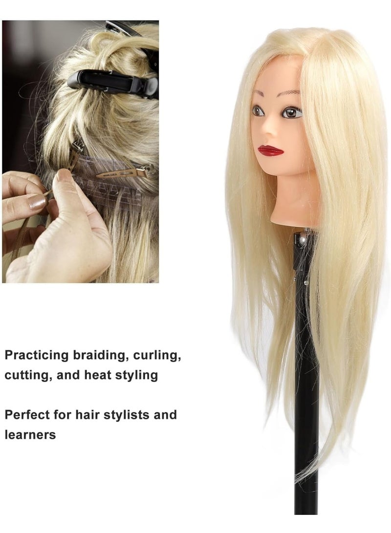 Estelle Mannequin Head Hair Styling Training Head Manikin Cosmetology Doll Head Synthetic Fiber Hair and Free Clamp Holder Sand Gold - Image 2