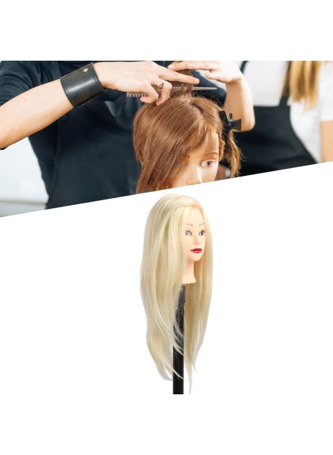 Estelle Mannequin Head Hair Styling Training Head Manikin Cosmetology Doll Head Synthetic Fiber Hair and Free Clamp Holder Sand Gold - Image 3