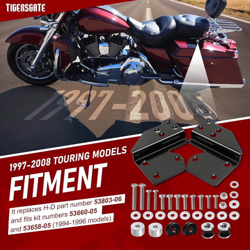 TIGERSGATE Black Detachable Motorcycle Front Docking Hardware Kit for Harley Touring 1997-2008 - Image 2