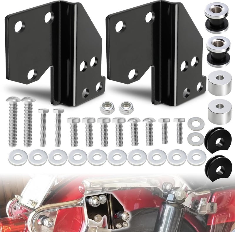 TIGERSGATE Black Detachable Motorcycle Front Docking Hardware Kit for Harley Touring 1997-2008 - Image 1