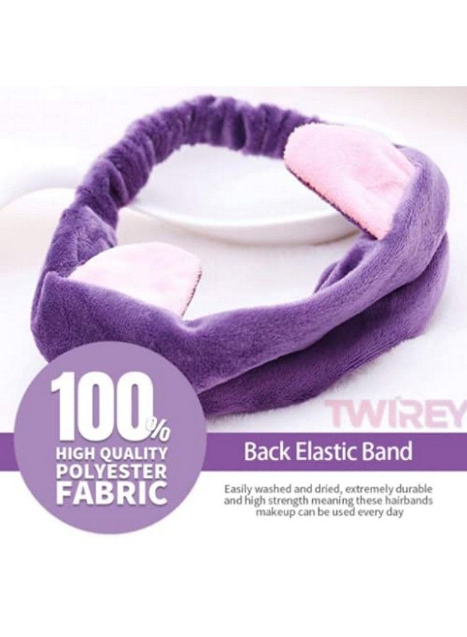 TWIREY Cat Ears Lovely Elastic Hair Band Face Spa Headband Washable Facial Band Makeup Wrap Headbands For Women Fits All Head Sizes (Multicolor) - Image 3