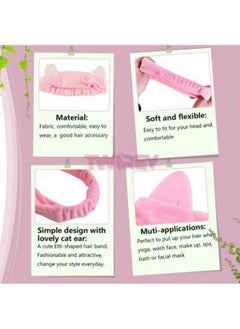 TWIREY Cat Ears Lovely Elastic Hair Band Face Spa Headband Washable Facial Band Makeup Wrap Headbands For Women Fits All Head Sizes (Multicolor)  - Image 4