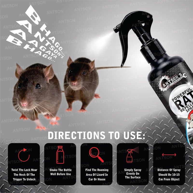 Antson 250 ml Rat Repellent for Car, No Entry Rat Repellent for Cars Highly Effective Easy to Use, Odour Free Rodent Repellent for Cars, Bike, Home, Office, (Rat Killer) - Image 4