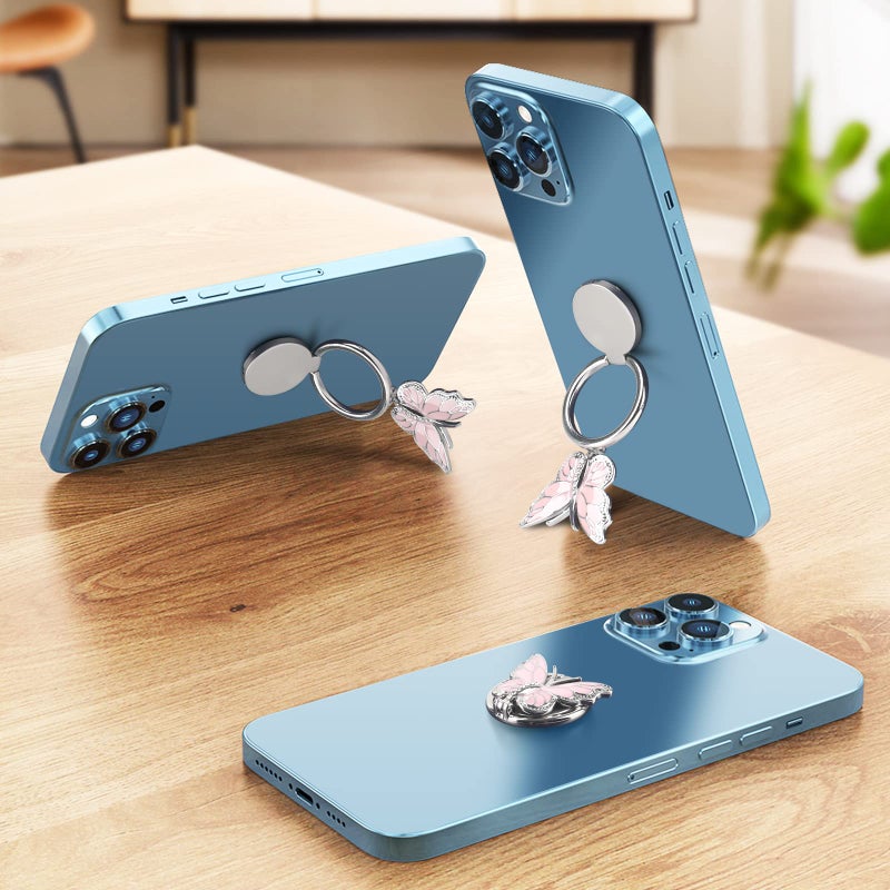 Omorro Phone Ring Holder Finger Kickstand, Bling Metal Cute Butterfly Cell Phone Ring Stand Grip Turns 360Â° Rotation Adjustable Sparkle Phone Grip Compatible with iPhone, Samsung, All Smartphone - Image 2