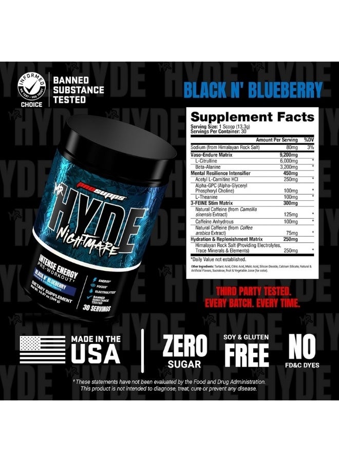 ProSupps Hyde Nightmare Pre-Workout - Black & Blueberry Lemonade - 30 Servings - High Performance Energy & Mental Focus Formula For Maximum Gains - Image 2