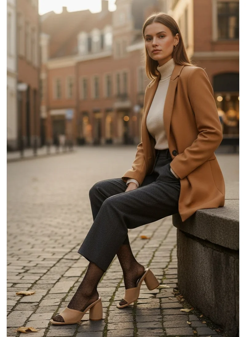 London Rag Round Heel Microfiber Sandals in Beige