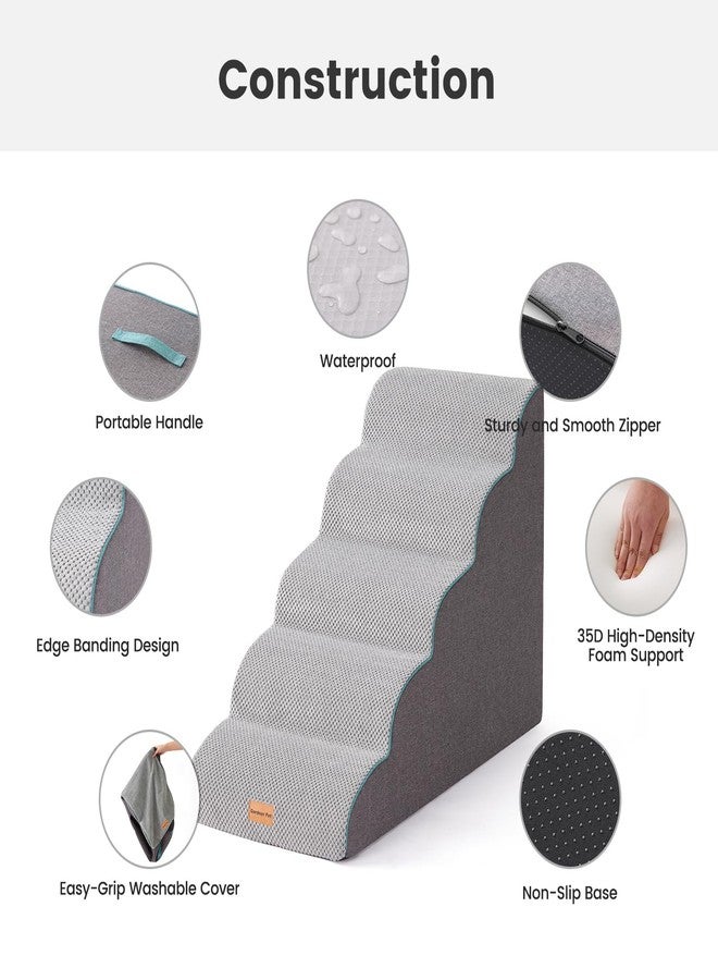 Gardner Pet Dog Stairs for Small Dogs 22.8" H, Curved 5-Step Pet Stairs, Dog Steps for High Bed, Couch with Durable Non-Slip Waterproof Fabric Cover and CertiPUR-US Certified Foam - Image 3
