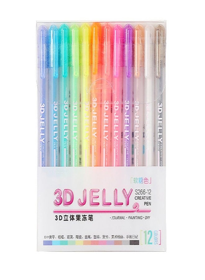 Eforcase 12PCS 3D Jelly Pens Gel Pens for Adult Coloring Books Gel Ink Pen Marker Colored Pen for Drawing, Crafts Scrapbooks Bullet Journaling Card Making, Photo Album Drawing Writing - Image 1