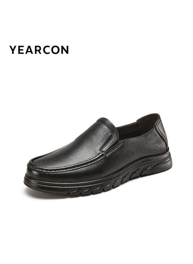 YEARCON Yierkang Men's Flat Soft Leather Casual Shoes Breathable Single Shoes For Dad 56922w Black Size 39 - Image 4